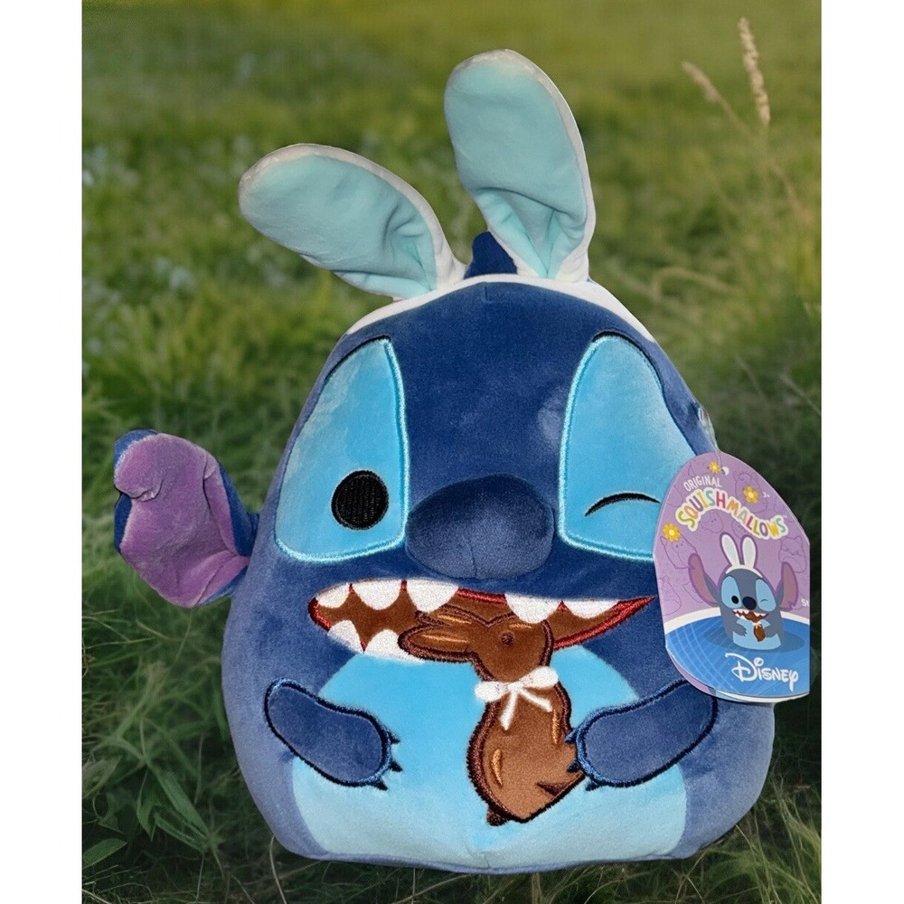 Easter Spring Stitch Squishmallow with‎ Bunny Ears & Holding A Bunny 2025 NWT 8"